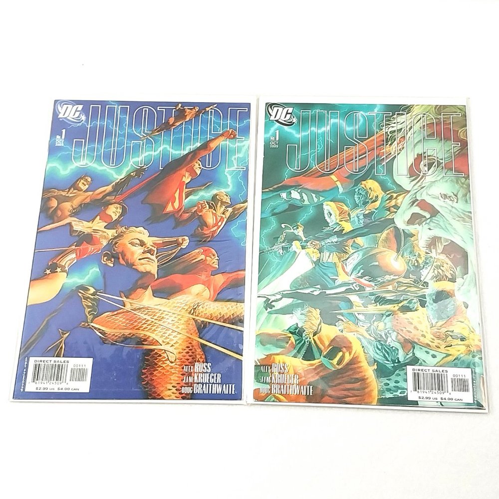 Justice #1,#1 Alex Ross Villian Variant Cover 2005 DC Comic Book Lot #BB3